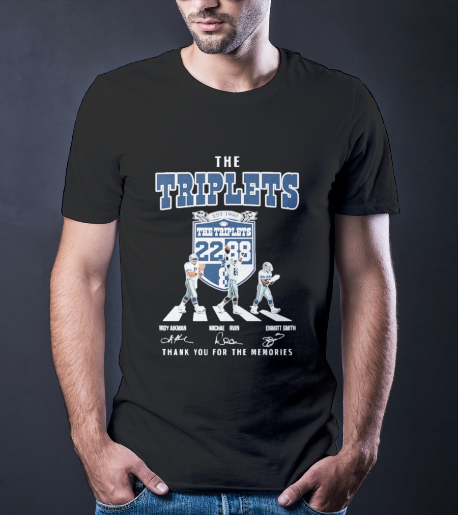 Dallas Cowboys The Triplets 22 88 Thank You For The Memories Signatures T-Shirt