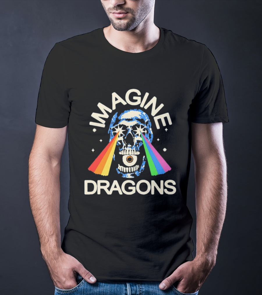 Imagine Dragons Skull Rainbow Eyes Spectrum Vision T-Shirt