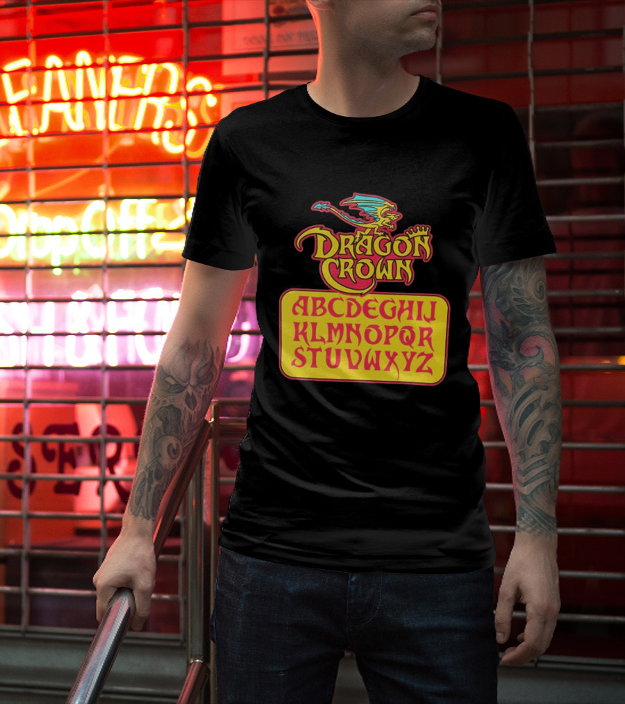 Dragon Crown Alphabet With Colorful Dragon Art And Bold Letters T-Shirt