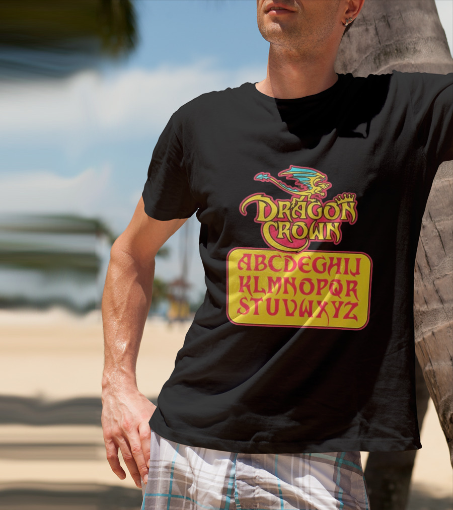 Dragon Crown Alphabet With Colorful Dragon Art And Bold Letters T-Shirt