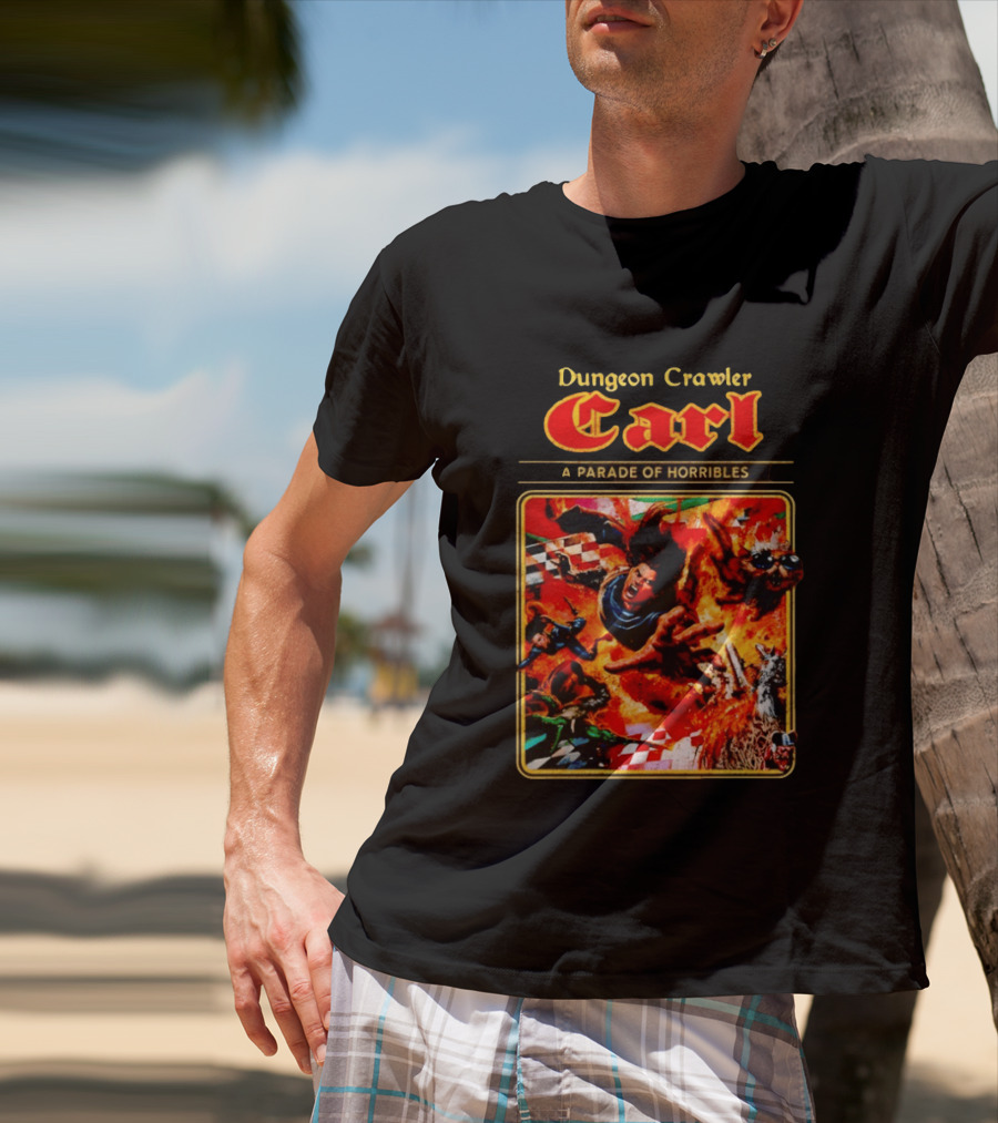 Dungeon Crawler Carl A Parade Of Horribles Fiery Adventure Scene With Characters T-Shirt