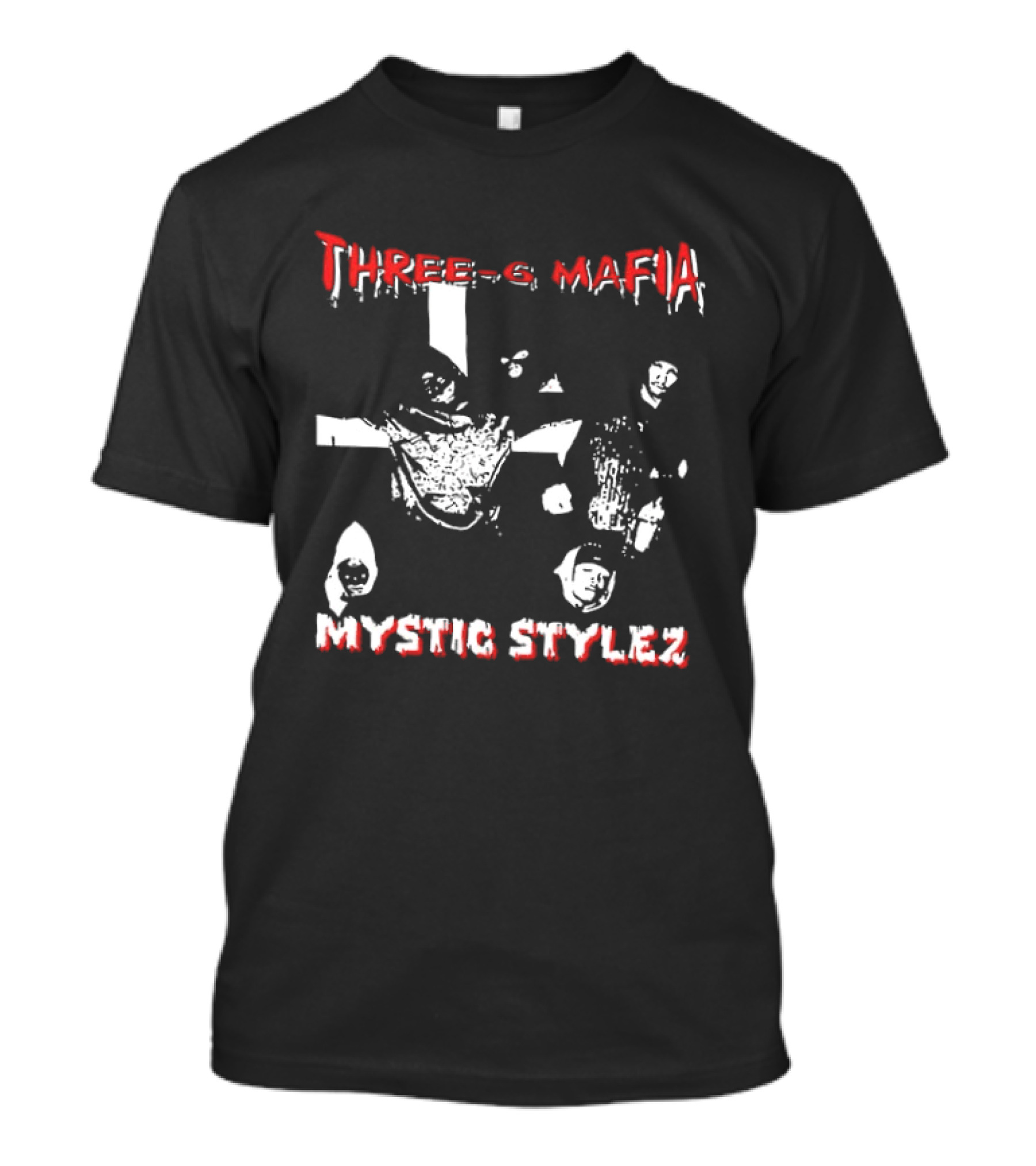 Three 6 Mafia Mystic Stylez Back Against The Wall Two Sided T-Shirt