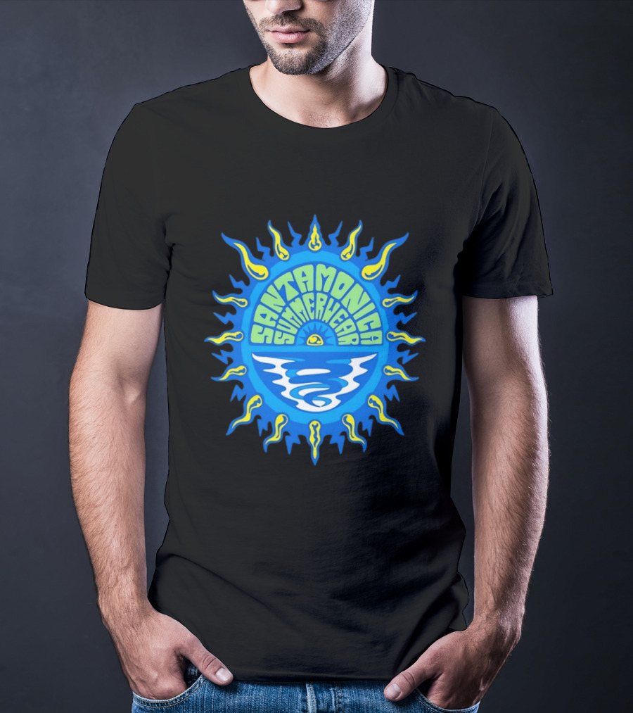 Santa Monica Summerwear Sun And Ocean Beach Radiant Waves T-Shirt