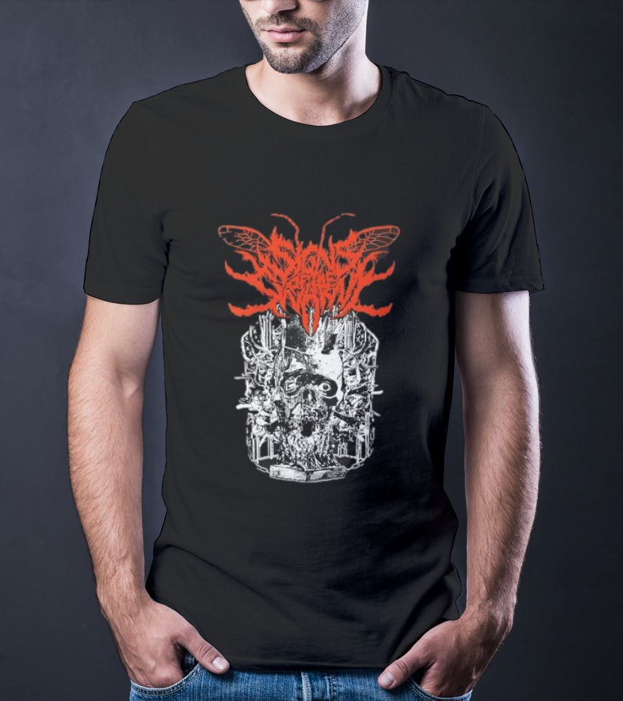Signs Of The Swarm Skull Deathcore Metal Album Cover T-Shirt