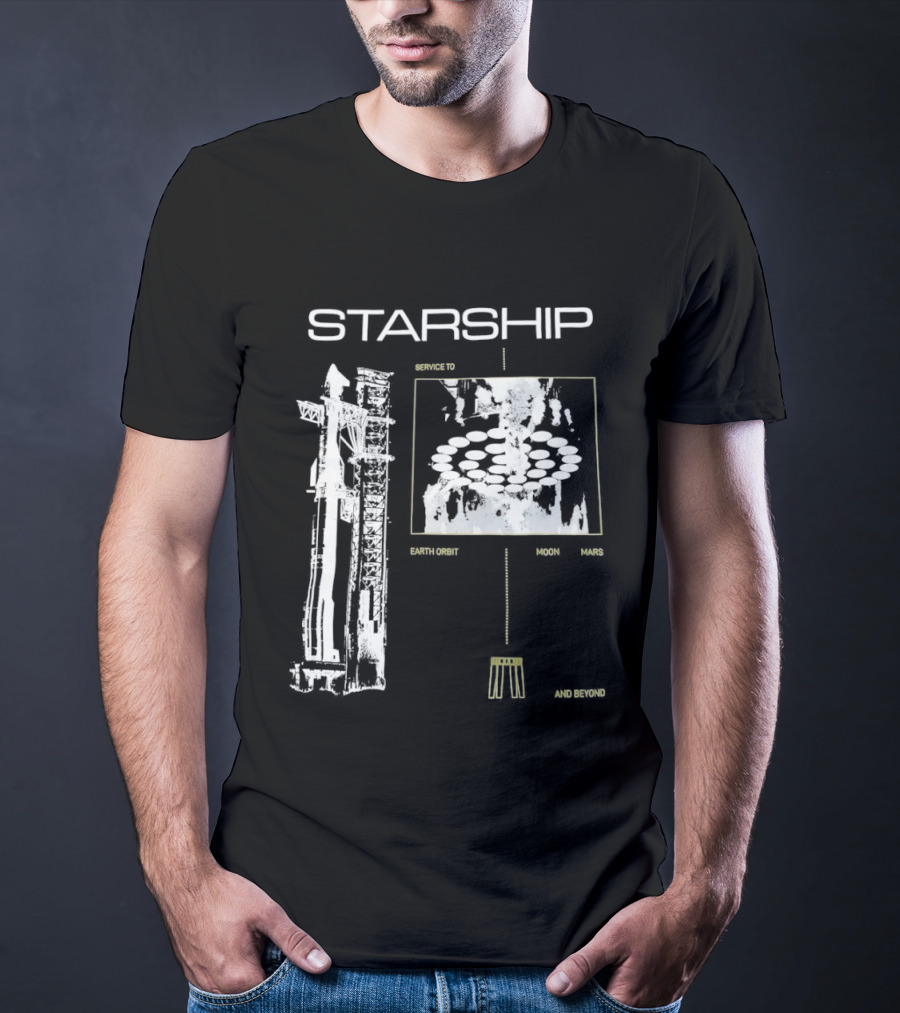 Starship Service Earth Orbit Moon Mars Beyond T-Shirt