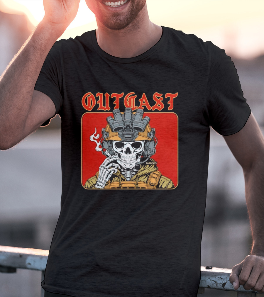 OUTGAST Skull Smoking With Night Vision Goggles FABECOO T-Shirt