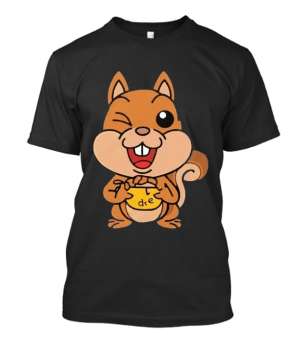 Cartoon Squirrel Holding Yellow Object With "dre" T-Shirt