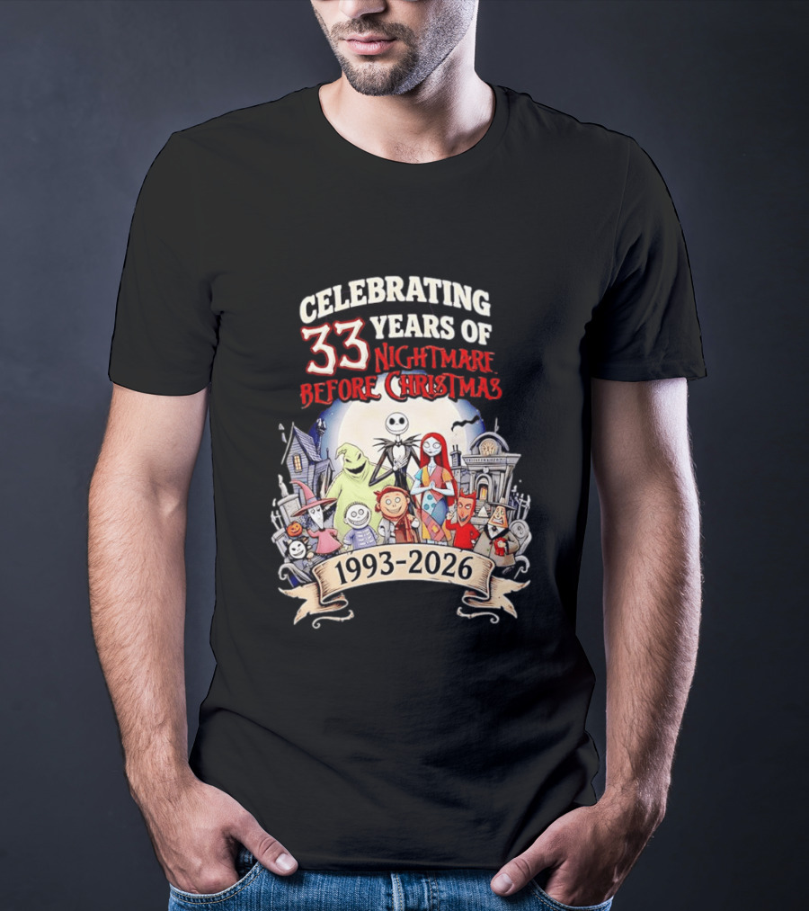 Celebrating 33 Years Of Nightmare Before Christmas 1993 2026 T-Shirt