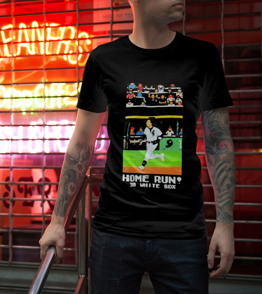 Home Run 3B White Sox Pixel Baseball T-Shirt