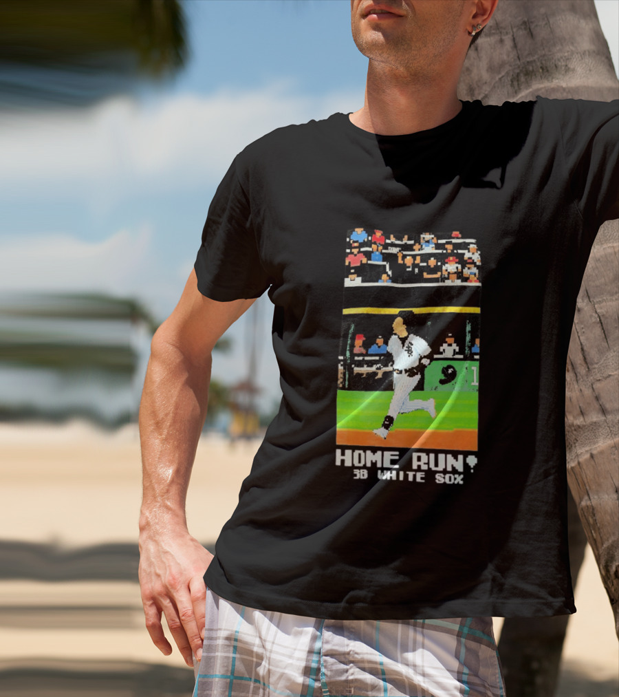 Home Run 3B White Sox Pixel Baseball T-Shirt