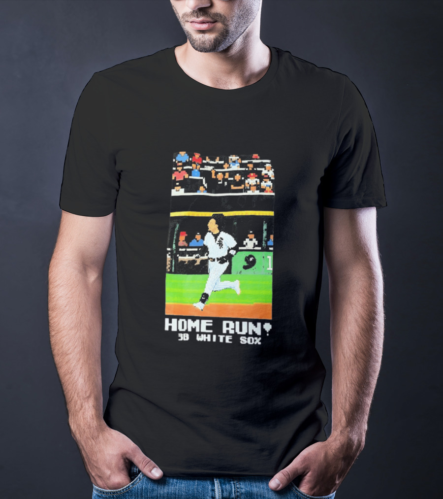Home Run 3B White Sox Pixel Baseball T-Shirt