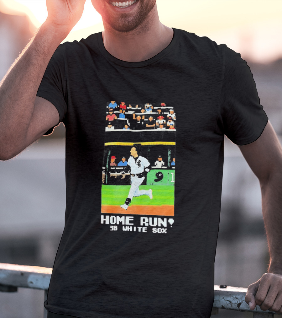 Home Run 3B White Sox Pixel Baseball T-Shirt