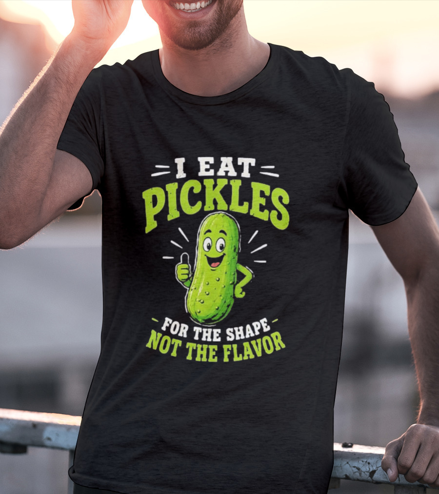 I Eat Pickles For The Shape Not The Flavor Thumb Up Cartoon T-Shirt