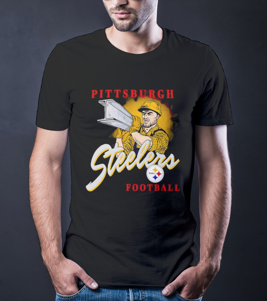 Pittsburgh Steelers Football Worker Steel Beam Icon With Team T-Shirt
