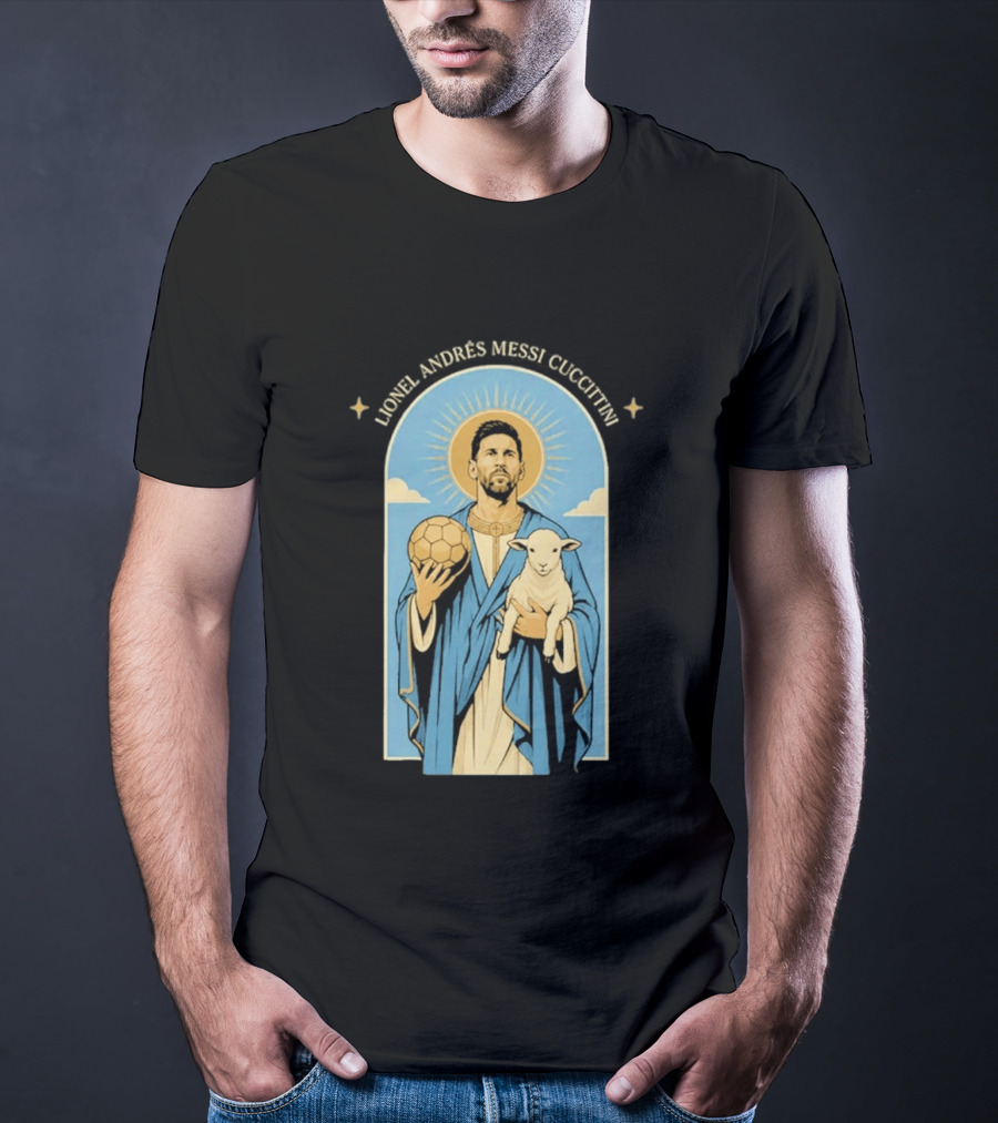 In GOAT We Trust Lionel Andrés Messi Cuccittini Golden Ball Lamb T-Shirt