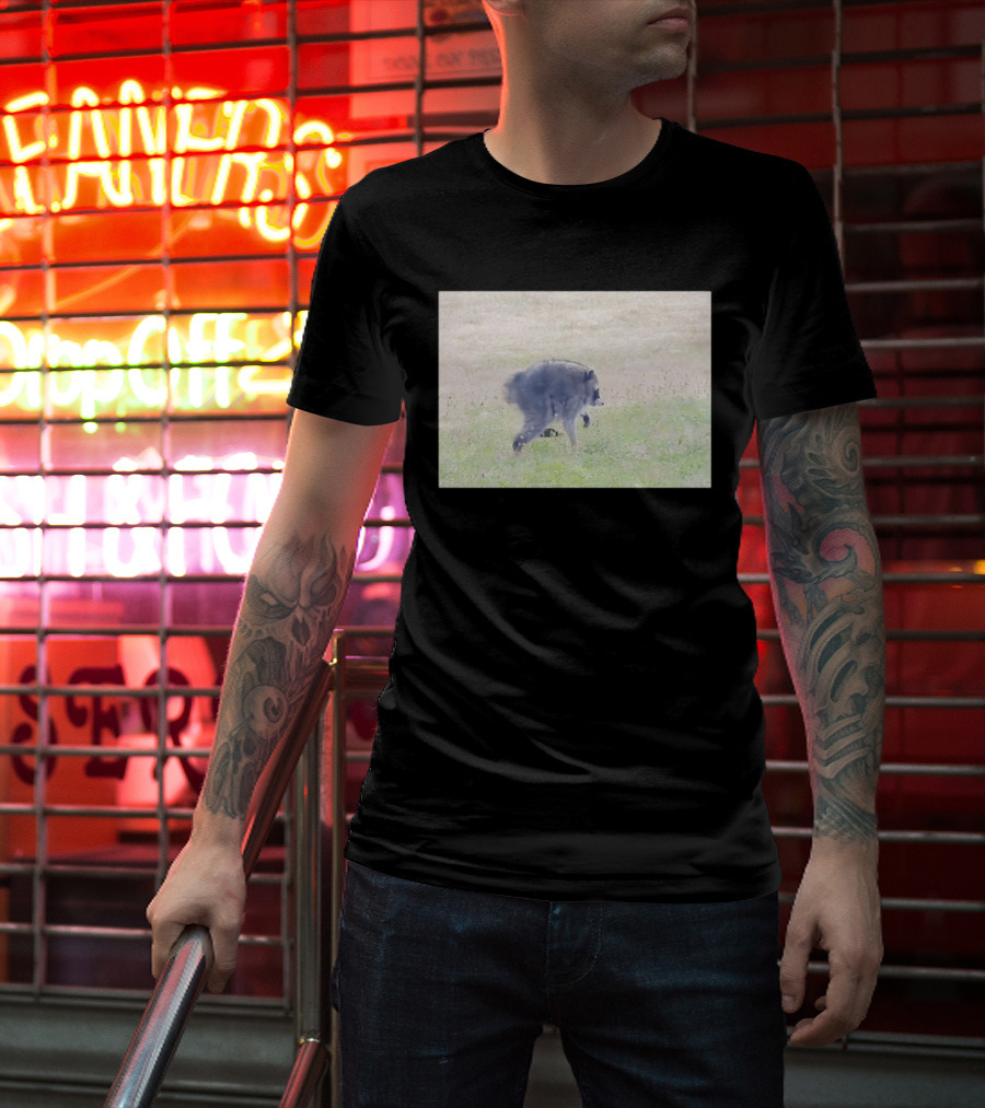 Jimothy Raccoon Walking In Grassy Field Wildlife Scene T-Shirt