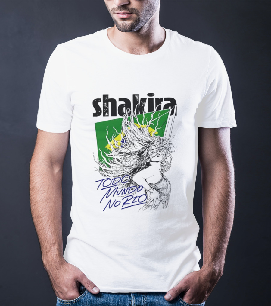 Shakira Todo Mundo No Rio Brazil Flag T-Shirt