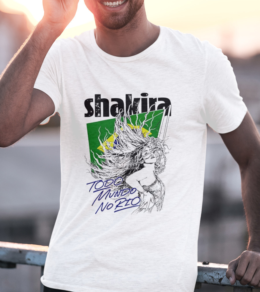 Shakira Todo Mundo No Rio Brazil Flag T-Shirt
