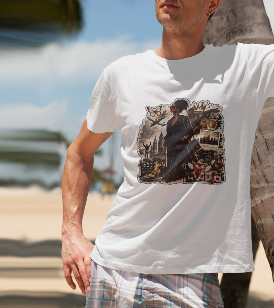 Stylish Woman Traveling With Passport Perfect Moments World Adventure T-Shirt