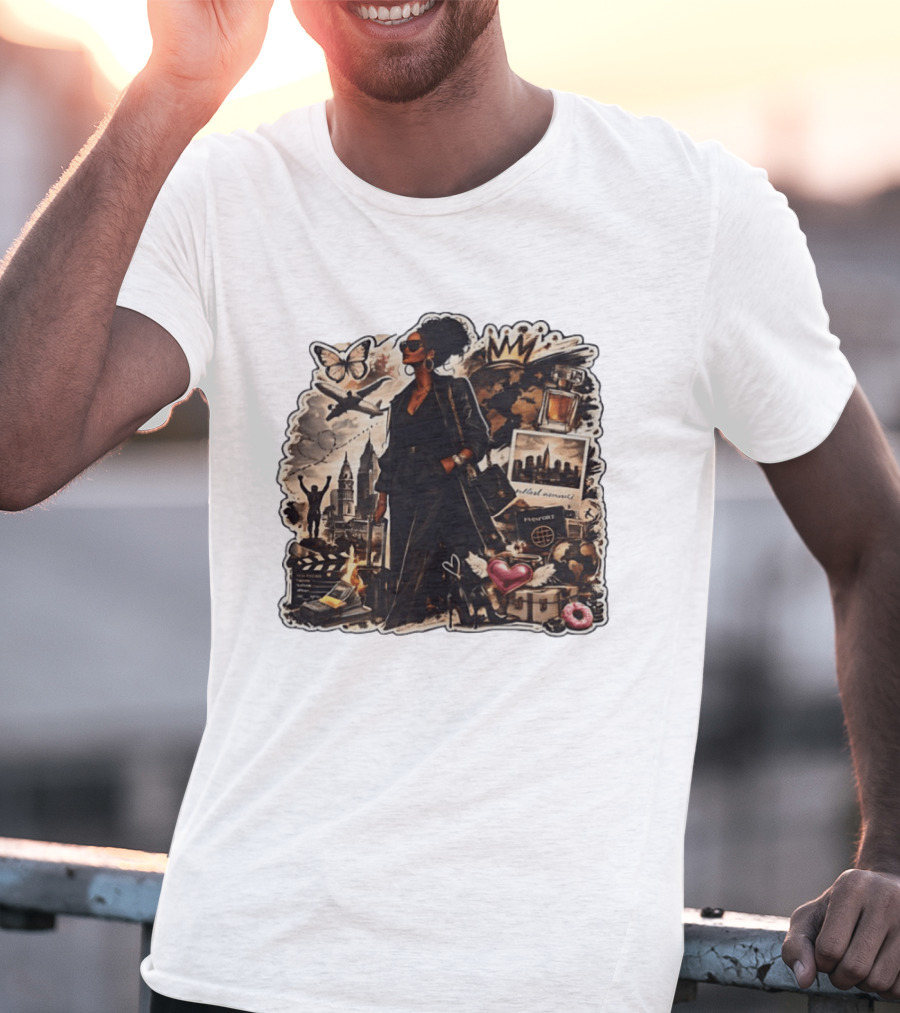 Stylish Woman Traveling With Passport Perfect Moments World Adventure T-Shirt