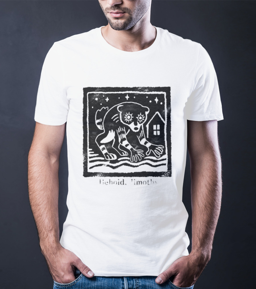 Behold Jimothy Raccoon Under Starry Night Sky T-Shirt