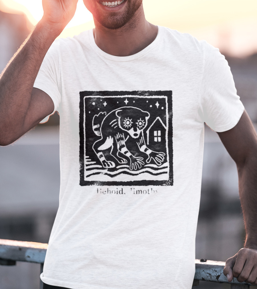 Behold Jimothy Raccoon Under Starry Night Sky T-Shirt