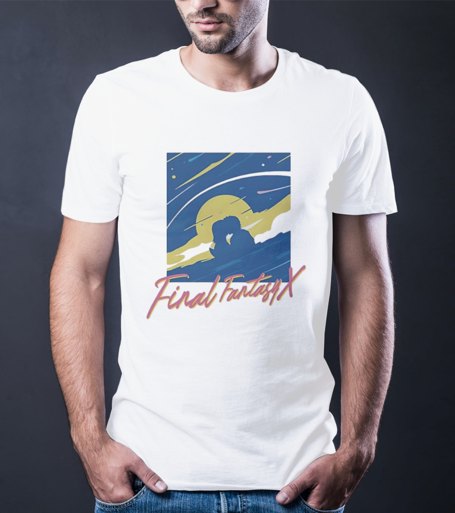 Final Fantasy X Romantic Couple Under Moonlit Sky T-Shirt