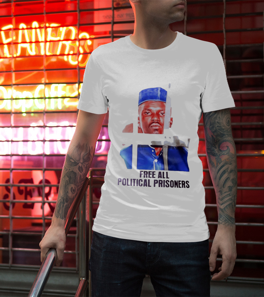 Free All Political Prisoners Protest Activism Painting Blue Beret T-Shirt
