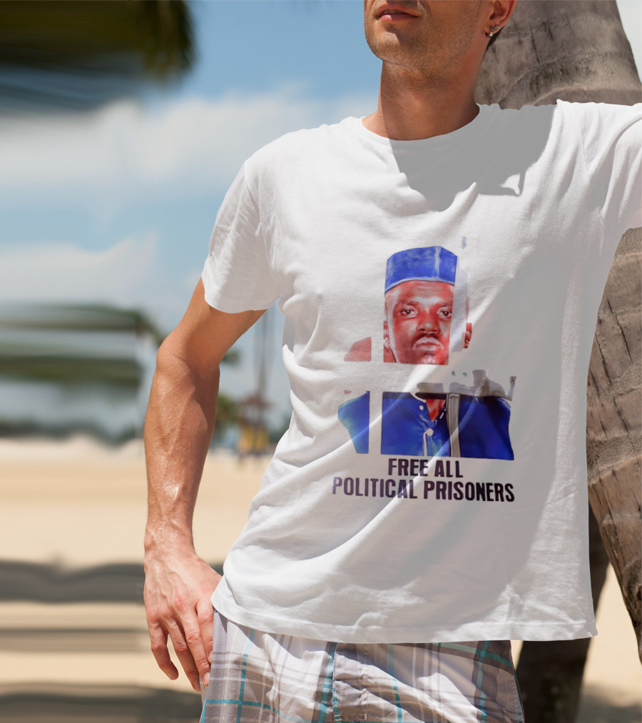 Free All Political Prisoners Protest Activism Painting Blue Beret T-Shirt