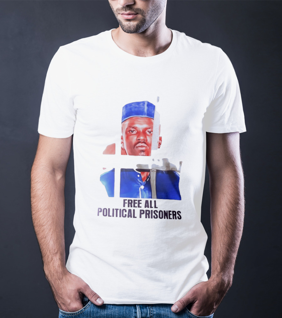 Free All Political Prisoners Protest Activism Painting Blue Beret T-Shirt