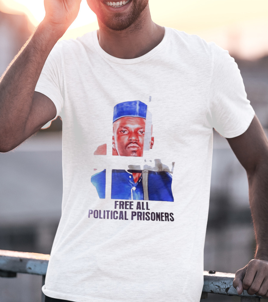 Free All Political Prisoners Protest Activism Painting Blue Beret T-Shirt