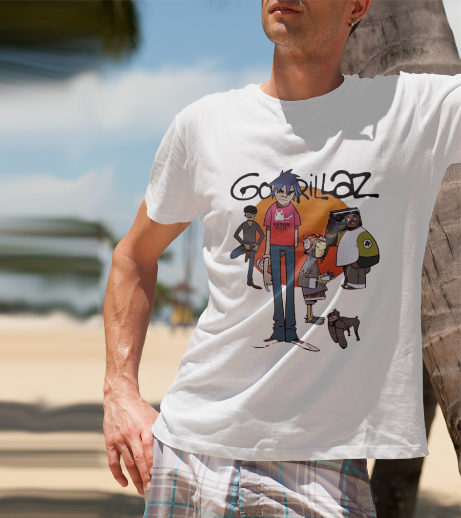 Gorillaz Cartoon Characters Shoot To Ill Group T-Shirt