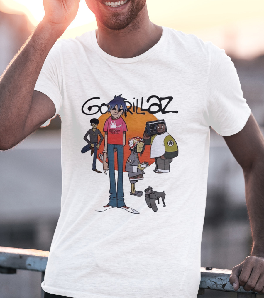 Gorillaz Cartoon Characters Shoot To Ill Group T-Shirt