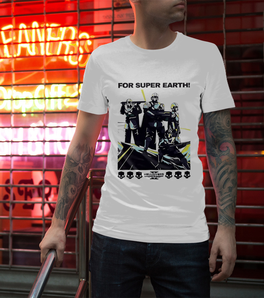 Helldivers II For Super Earth Video Game Soldiers T-Shirt