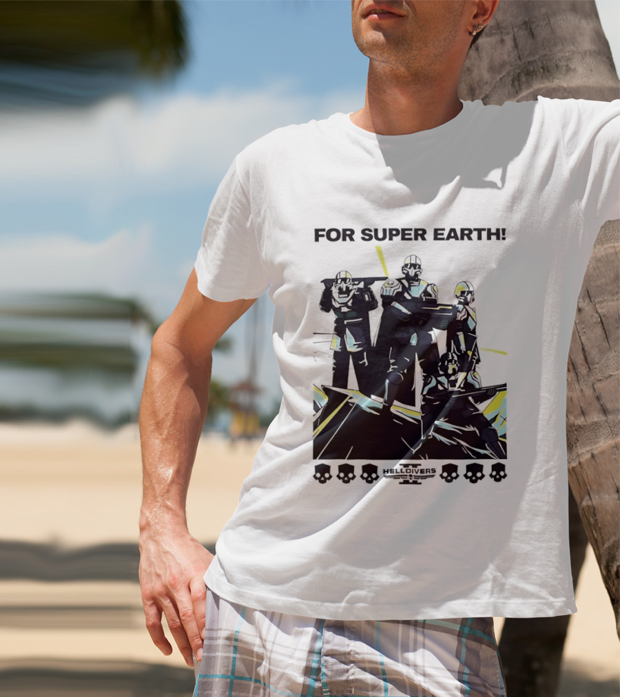 Helldivers II For Super Earth Video Game Soldiers T-Shirt