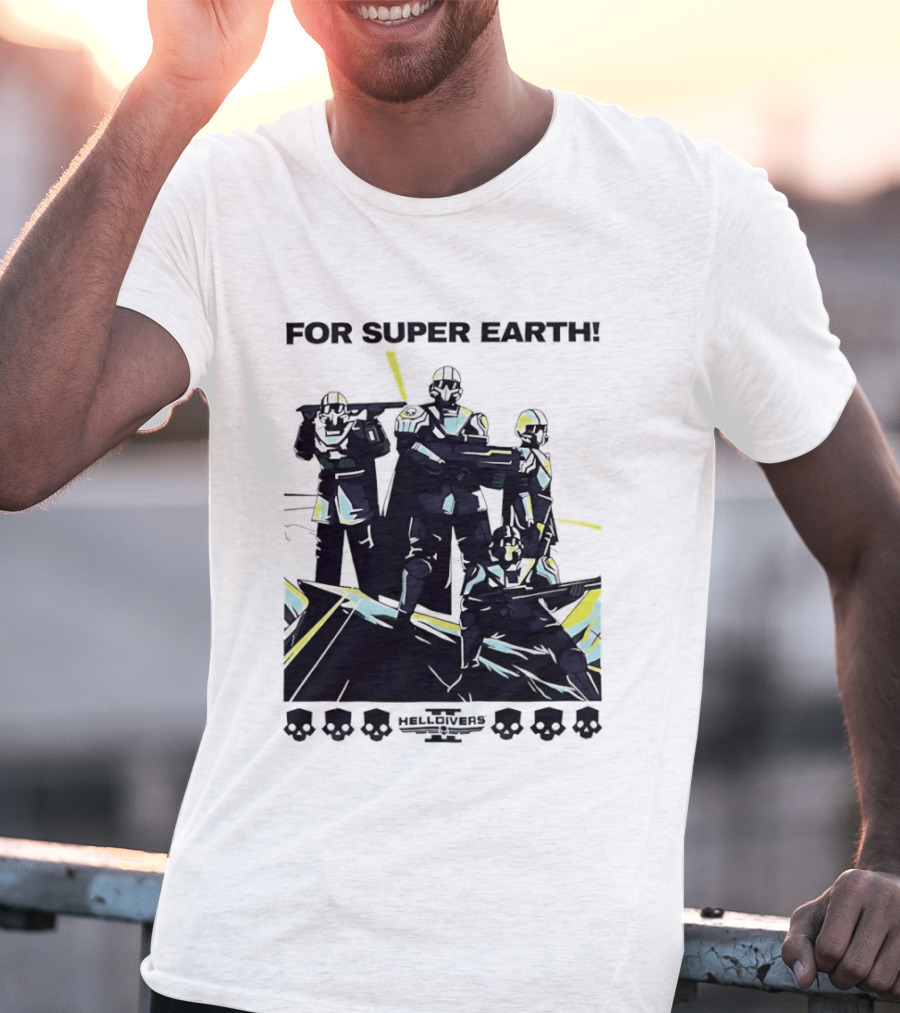 Helldivers II For Super Earth Video Game Soldiers T-Shirt