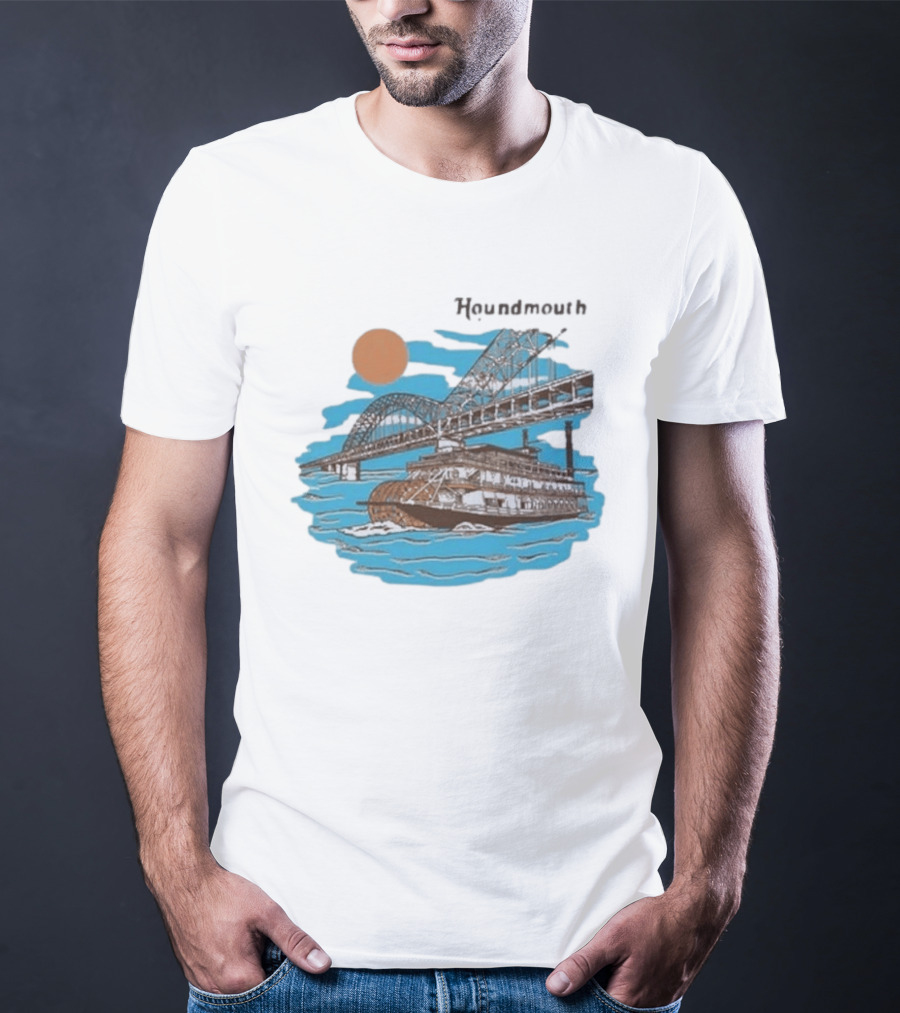 Houndmouth Riverboat Under Bridge With Sun And Waves T-Shirt