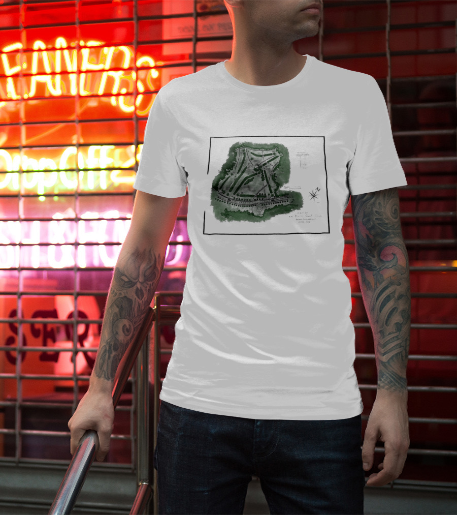 Wee Burn Golf Club Map Darien Connecticut 1904 Historic Course Drawing T-Shirt