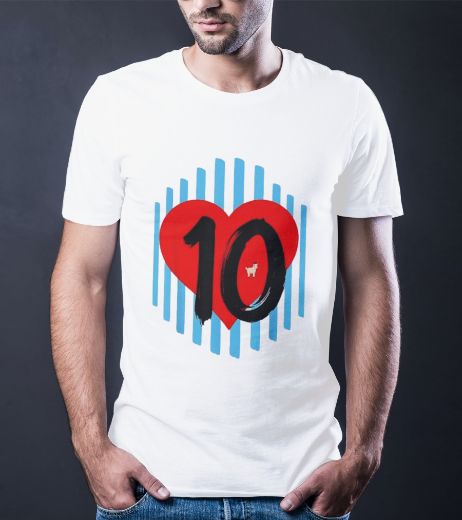 Messi Heart 10 Goat Greatest Of All Time T-Shirt