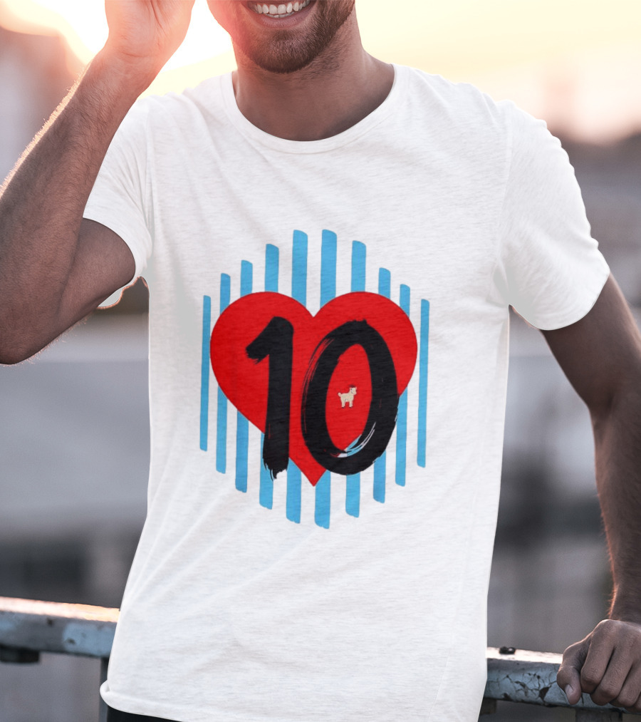 Messi Heart 10 Goat Greatest Of All Time T-Shirt