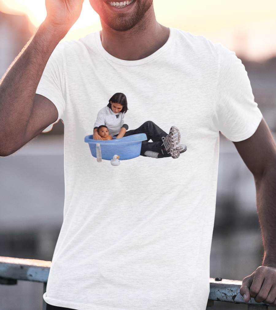 Parent Bathing Baby Blue Tub Care Essentials T-Shirt