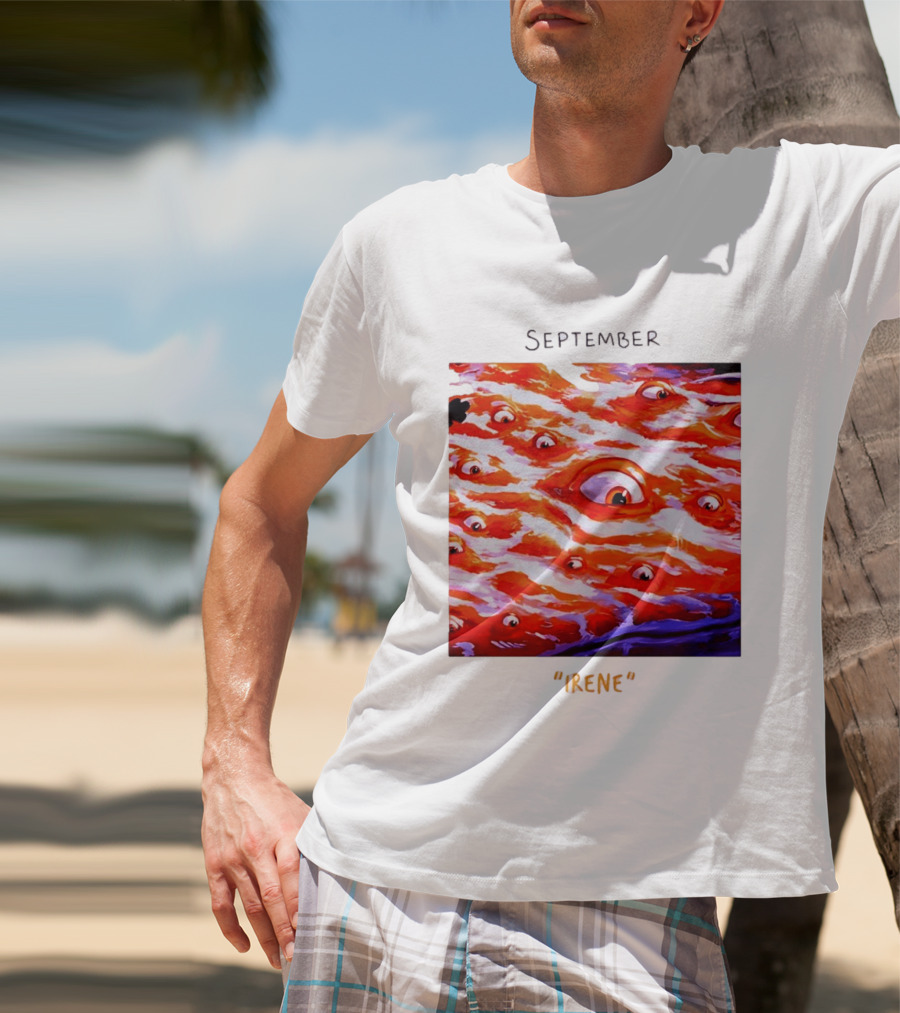 September Irene Surreal Eye Red Waves With Multiple Eyes T-Shirt
