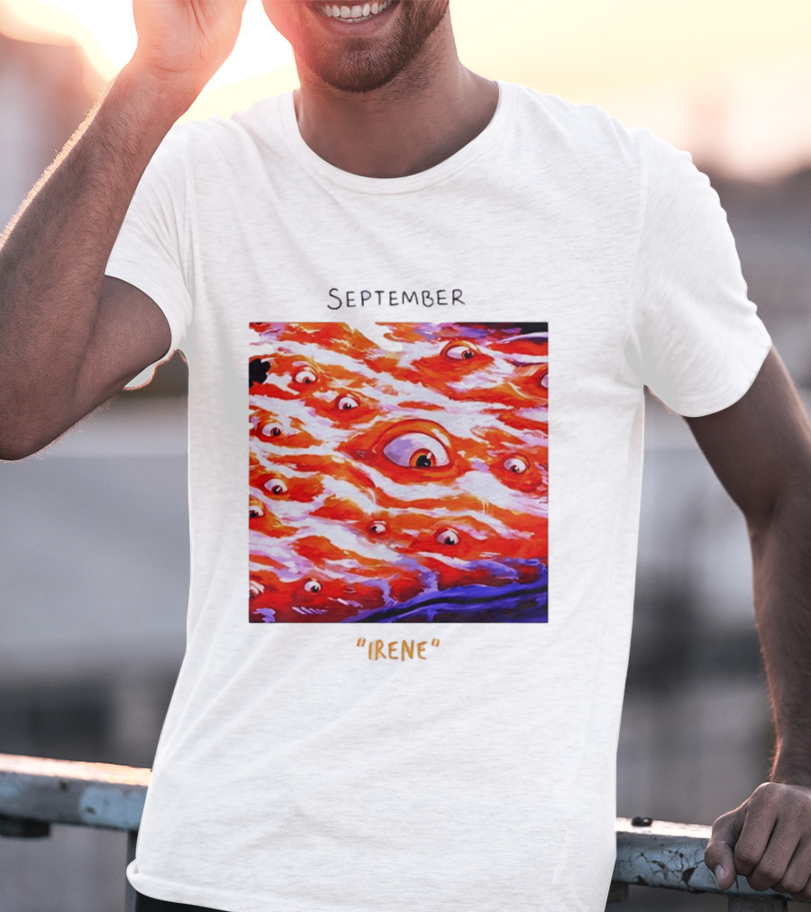September Irene Surreal Eye Red Waves With Multiple Eyes T-Shirt