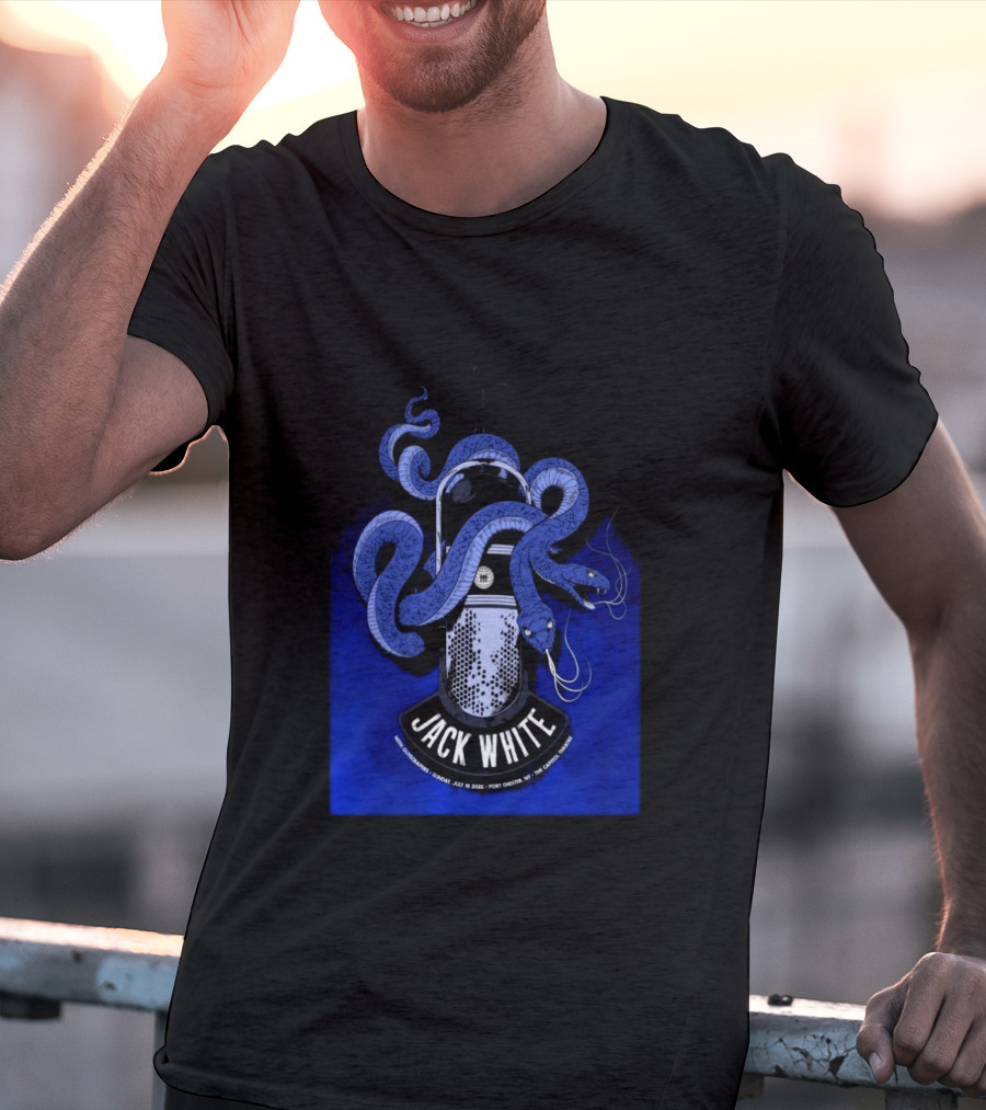 Jack White Tour Port Chester NY Jul 19 2026 Blue Snake Microphone T-Shirt