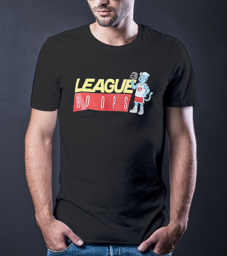 League Hoops Tiger 87 Basketball Cartoon T-Shirt
