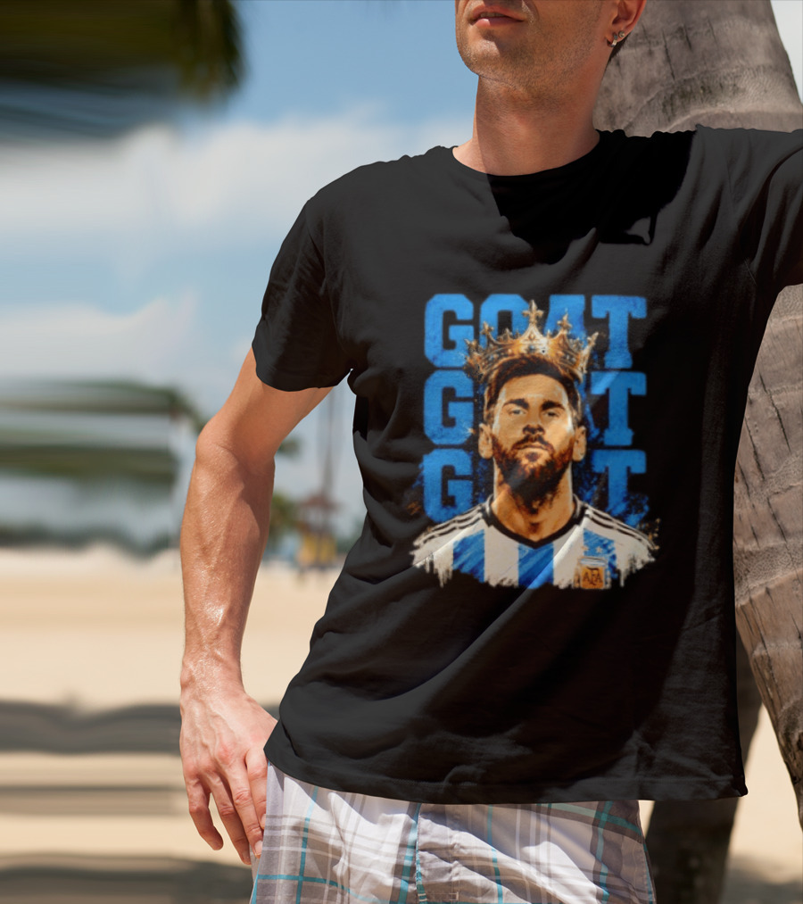 Lionel Messi GOAT Crown Argentina Football Team T-Shirt