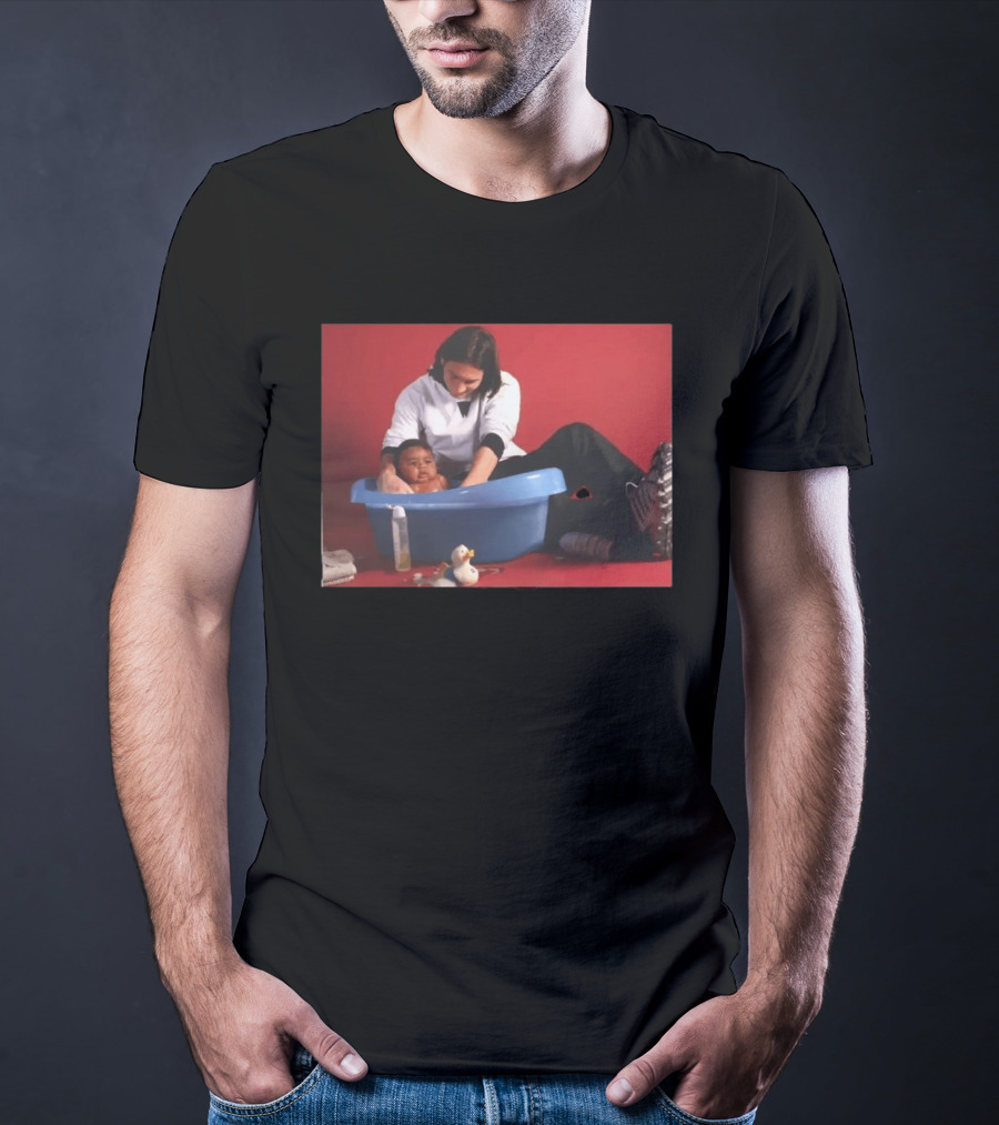 Messi Bathing Baby Lamine Yamal In Blue Tub T-Shirt