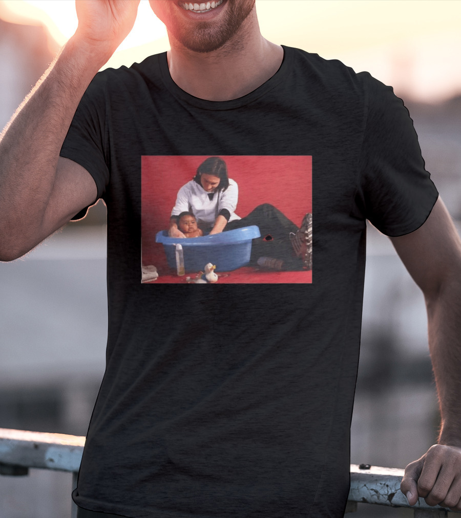 Messi Bathing Baby Lamine Yamal In Blue Tub T-Shirt