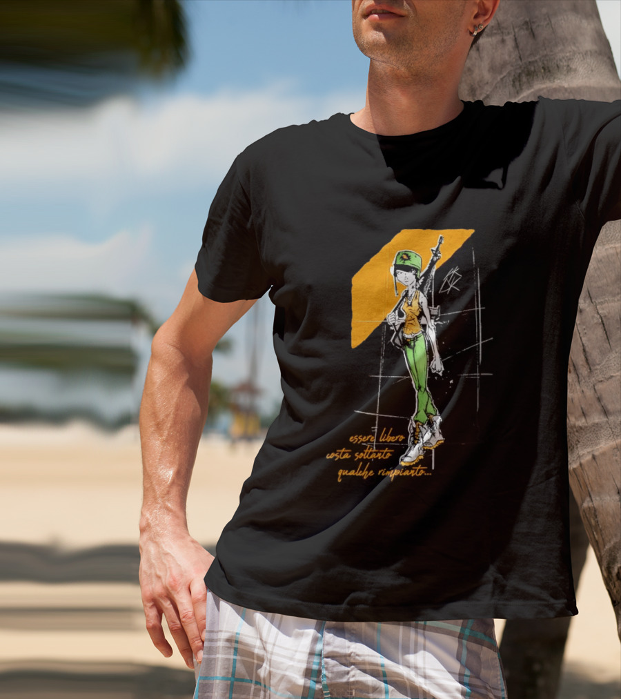 Essere Libero Costa Soltanto Qualche Rimpianto Army Girl With Rifle And Green Hat T-Shirt