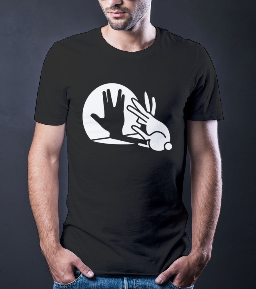 Hand Shadow Bunny Puppet Shadows Playful Gesture T-Shirt